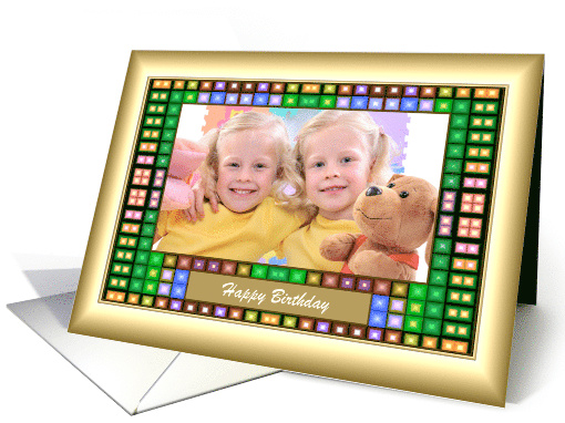 Happy Birthday - Colorful Squares Pattern Photo card (921444)