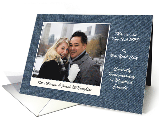 Eloped Announcement - Denim Fabric Look - Photo card (921566)