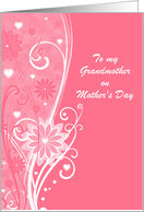 Mother’s Day - Grandmother - Flowers + Hearts in Swirls Illustration card