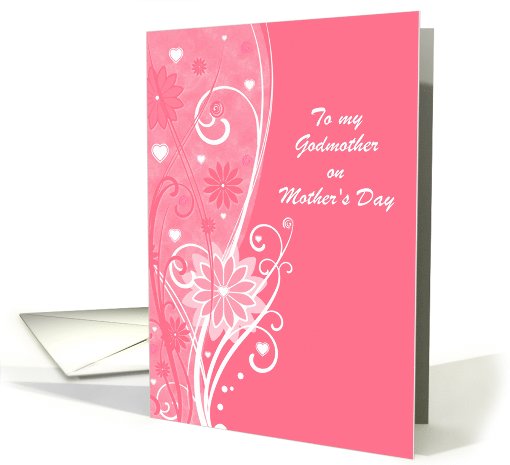 Mother's Day - Godmother - Flowers + Hearts in Swirls... (923837)
