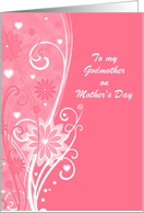 Mother’s Day - Godmother - Flowers + Hearts in Swirls Illustration card