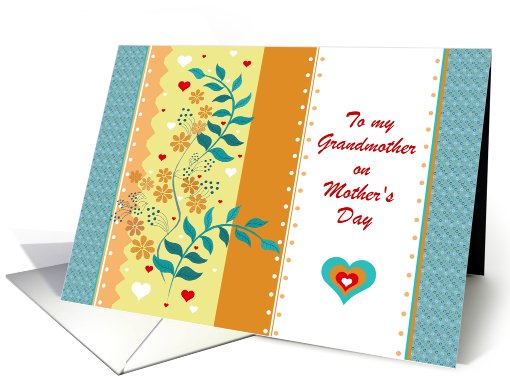 Mother's Day - Grandmother - Flowers + Hearts + Dots Illustration card