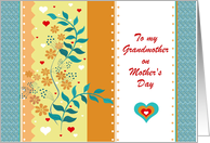 Mother’s Day - Grandmother - Flowers + Hearts + Dots Illustration card