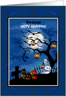 Halloween - Haunted Cemetery Scene - Godson card