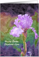 Easter - Sister - Bearded Iris - Oil Painting card