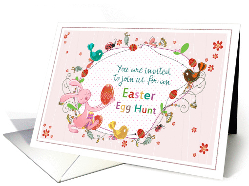 Customizable - Egg Hunt Invitation - Bunny + Springtime Friends card