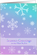 Season’s Greetings - Hair Stylist - Snowflakes + Rainbow Colors card