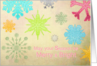 Merry & Bright - Colorful Snowflakes card