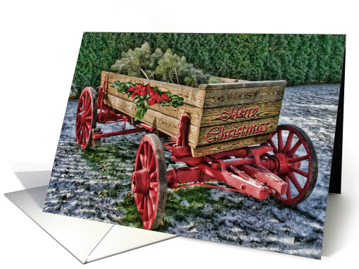 Christmas - vintage wagon card (291604)