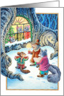 Cute Singing Animals Caroling Snow scene card