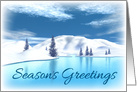 Rolling Hills Of Snow Greet A Serene Blue Lake card