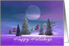 A Village Cloaked In Purple By The Rising Cloud Wisps Moon card