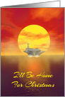A Sunset, An Aircraft Carrier And I’ll Be Home For Christmas card