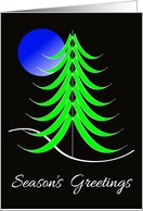 A Bright Green Christmas Tree Under The Blue Moon card