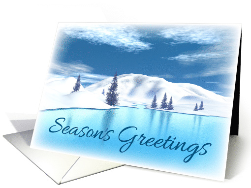 Rolling Hills Of Snow Greet A Serene Blue Lake card (1469654)