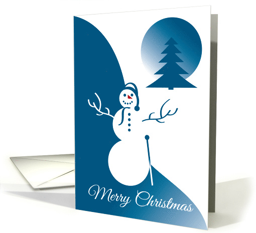 The Cool Blue Moon Over the Snowman Winter Scene card (1469722)