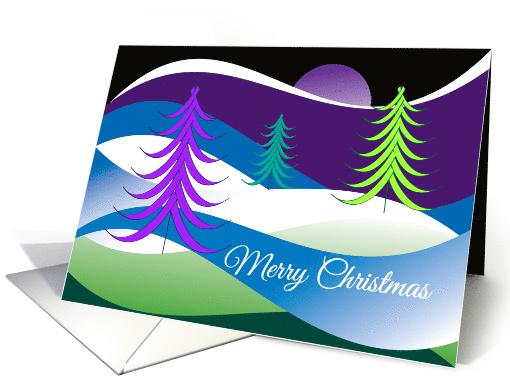 Rolling Hills And Rivers Under A Purple Winter Moon card (1470400)