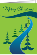 A Christmas Winter With A Cool Blue River Running Through The Pines card