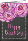 Chalkboard Watercolor Purple Roses Birthday card