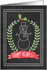 Chalk Snowman Outline Happy Holidays Chalkboard card