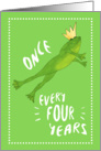 Leap Year Birthday Jumping Frog with Crown card