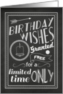 Chalkboard Birthday Wishes Vintage Style Advertisement card