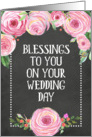 Pink Roses Chalkboard Wedding Blessings card