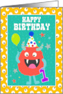 Monsters Happy First Birthday card