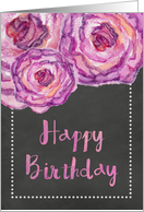Chalkboard Watercolor Purple Roses Birthday card