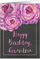 Chalkboard Watercolor Purple Roses Grandma Birthday card