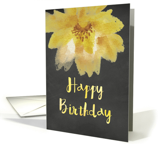 Chalkboard Watercolor Yellow Flower Birthday card (1405134)