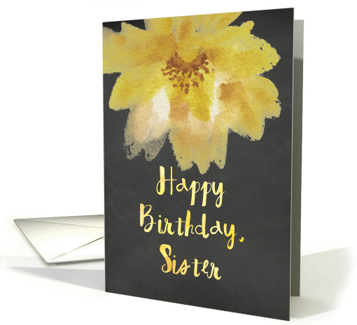 Chalkboard Watercolor Yellow Flower Sister Birthday card (1405252)