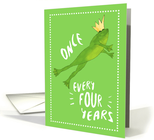 Leap Year Birthday Jumping Frog with Crown card (1417616)