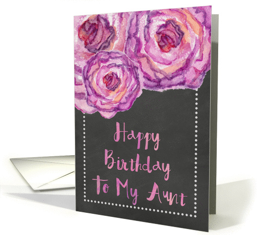 Chalkboard Watercolor Purple Roses Aunt Birthday card (1421078)