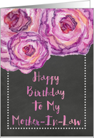 Chalkboard Watercolor Purple Roses Mother in Law Birthday card