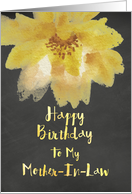 Chalkboard Watercolor Yellow Flower Mother In Law Birthday card