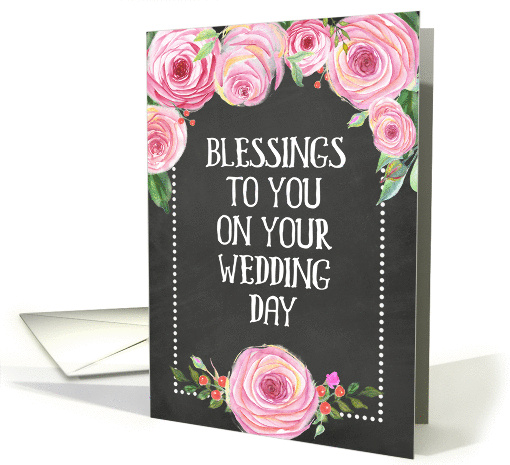 Pink Roses Chalkboard Wedding Blessings card (1423664)