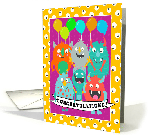 Monsters With Banner Congratulations From Group card (1831404)