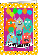 Monsters With Banner Happy Birthday From Group card