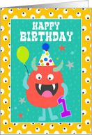 Monsters Happy First Birthday card