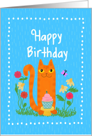 Birthday Cat with Cupcake card