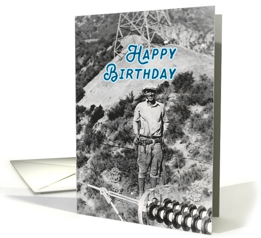 Birthday Vintage Photo Man on Powerline card (1918750)