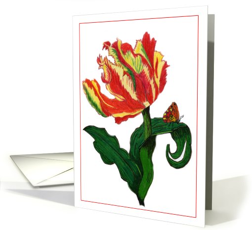 Parrot Tulip & Butterfly card (316931)
