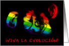 viva la evolucion! rainbow chimps coming out of the closet card