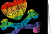 rainbow heart and crossbones (blank inside) card