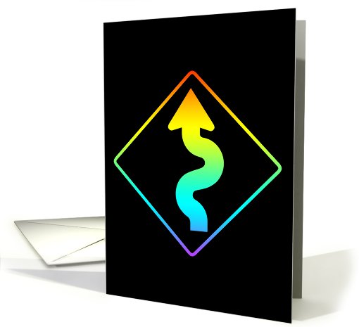 rainbow curved street sign (blank inside) card (692093)
