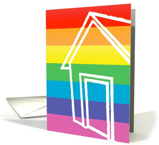 new address announcement : rainbow grunge house card (733057)