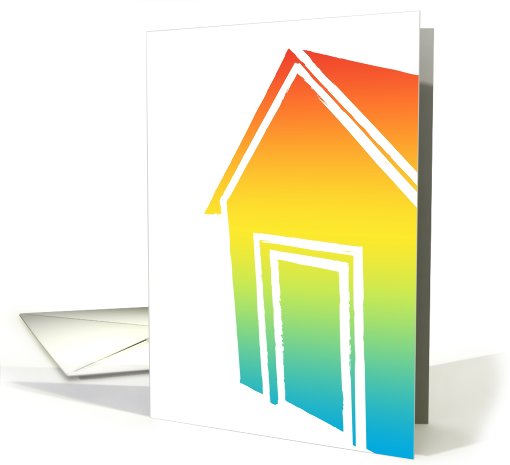 new address announcement : rainbow grunge house card (733058)