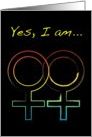 yes i am a lesbian : coming out announcements card