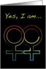 yes i am a lesbian : coming out invitations card